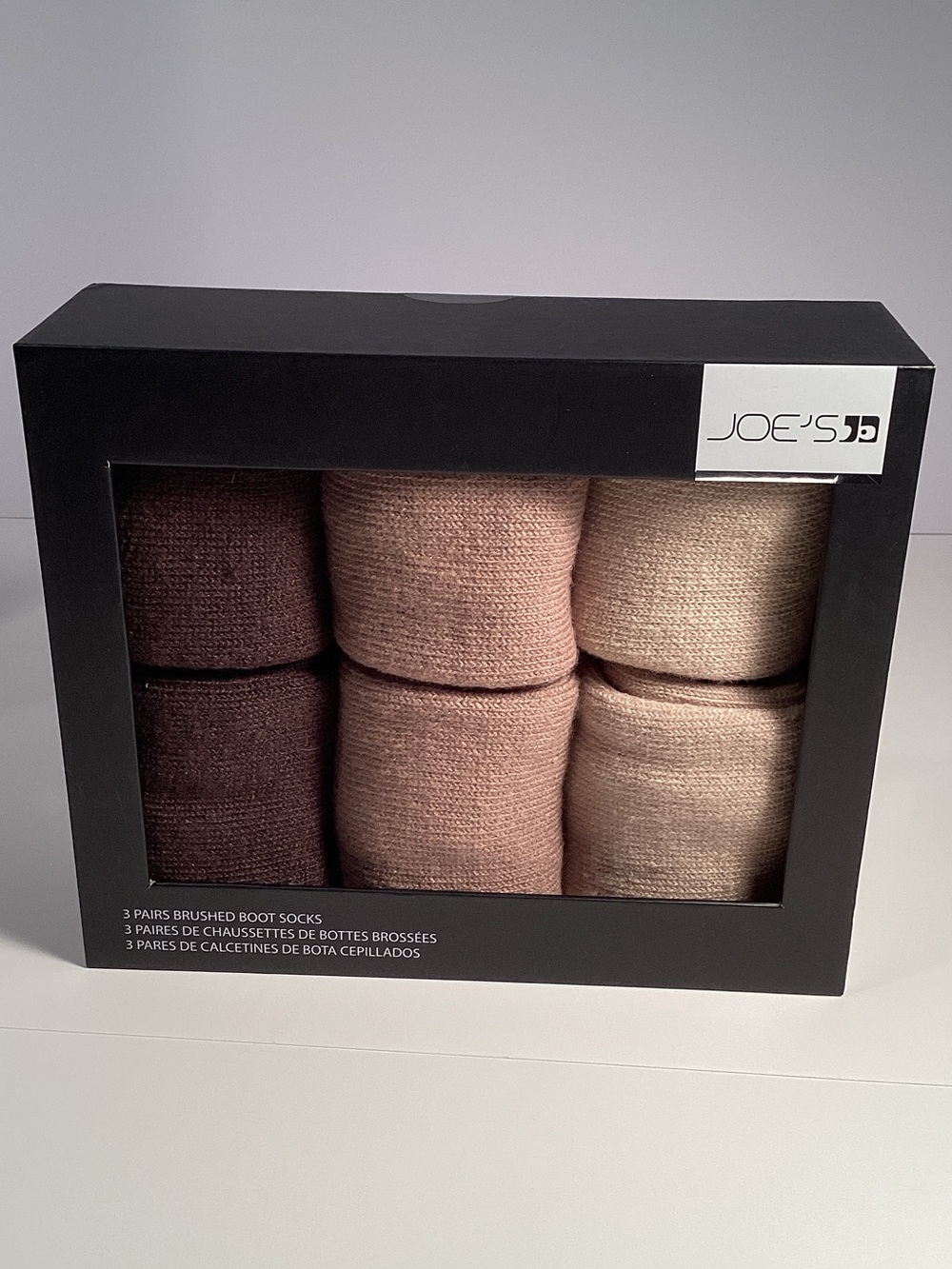 Joe's Jeans 3-Pack Brushed Boot Socks - Dark Brown, Light Brown, Beige (NIB)